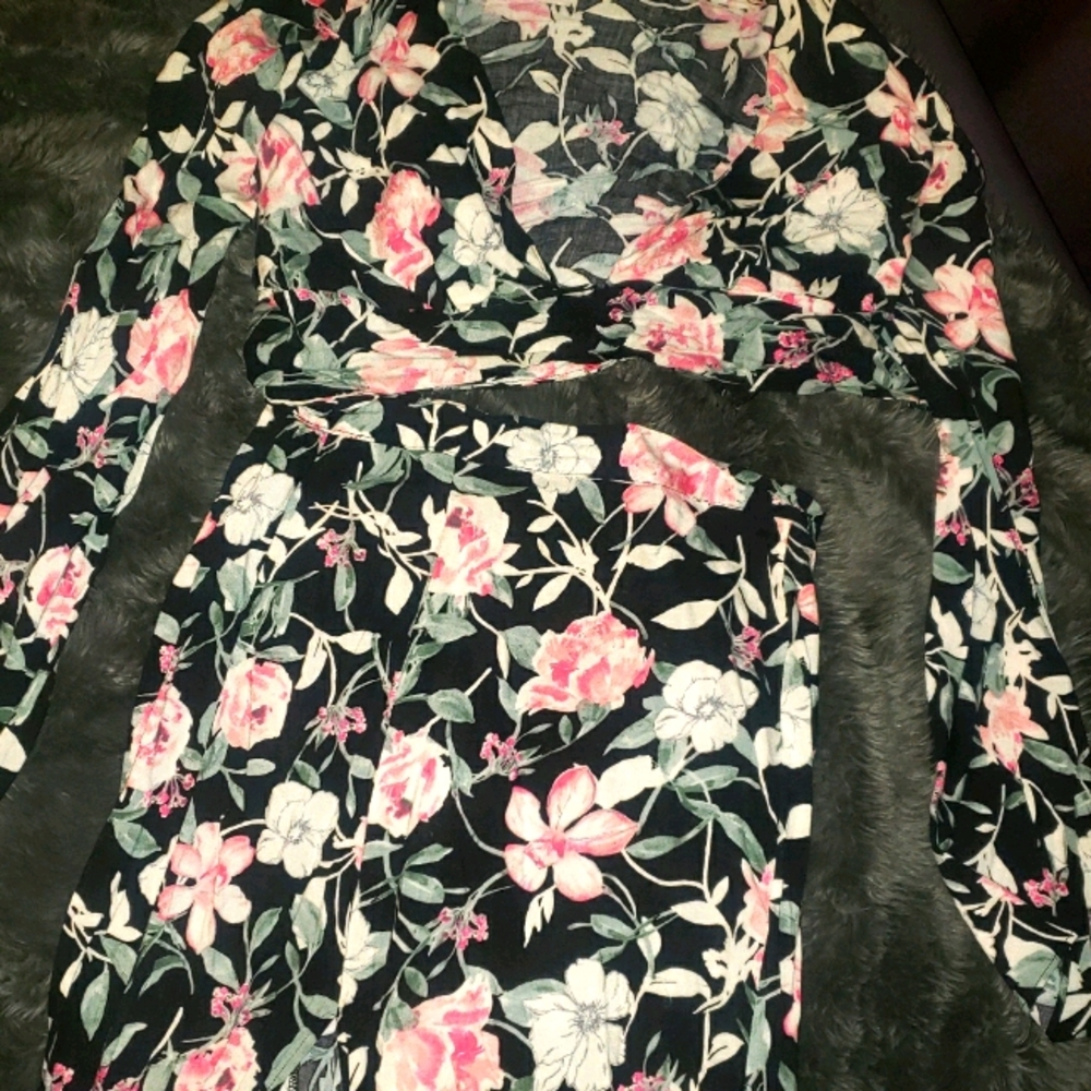 Floral two piece Maxi skirt and crop top set